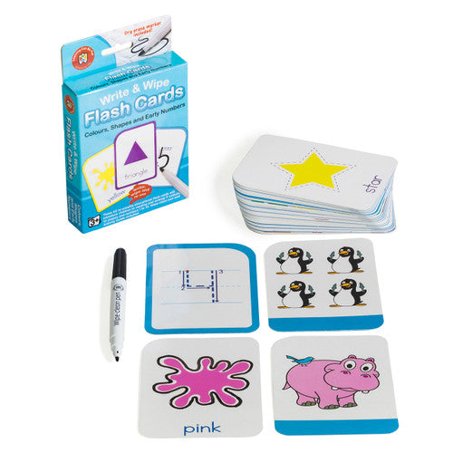 Learning Can Be Fun Write and Wipe Flash Cards Colours Shapes and Early Numbers