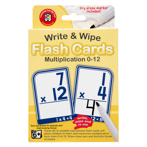 Learning Can Be Fun Write and Wipe Flash Cards Multiplication 0 to 12