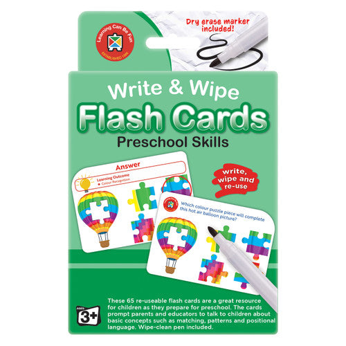 Learning Can Be Fun Write and Wipe Flash Cards Preschool Skills