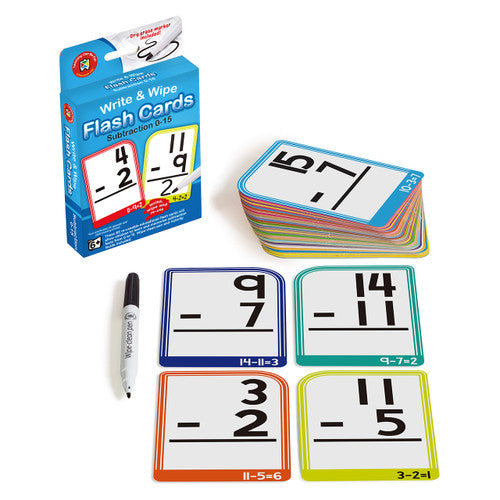Learning Can Be Fun Write and Wipe Flash Cards Subtraction 0 to 15