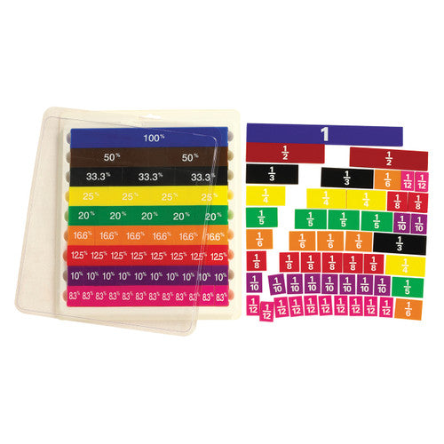 Learning Can Be Fun Fraction Tiles Set of 51 with Tray