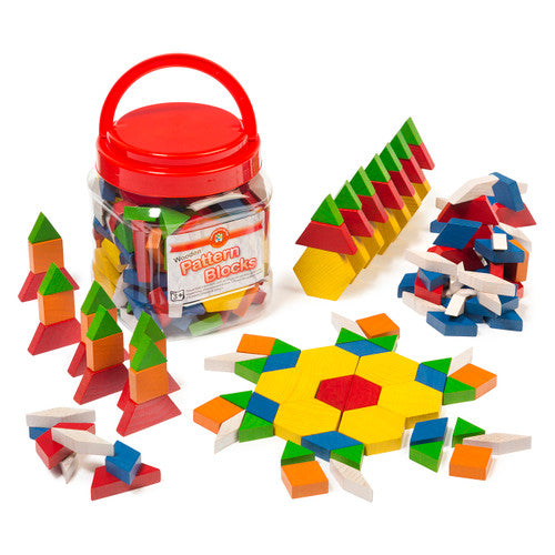 Learning Can Be Fun Wooden Pattern Blocks Jar of 126