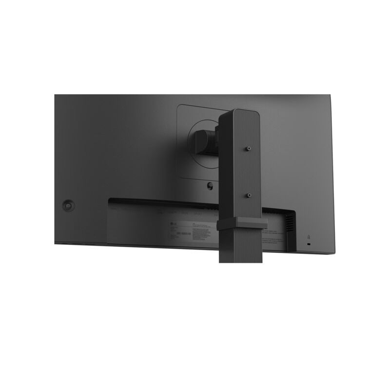 Rear view of the LG 24BA650-B 23.8-inch monitor showing the USB-C 65W and video connectivity and stand mount