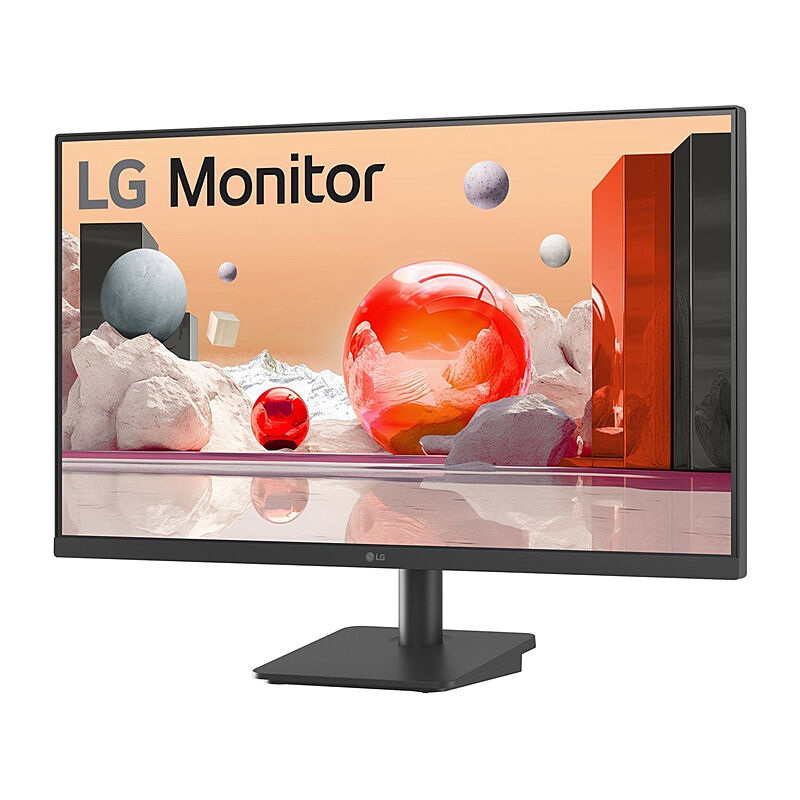 Rear view of the LG 24MS530B 23.8-inch monitor showing the USB-C and video connectivity and stand mount