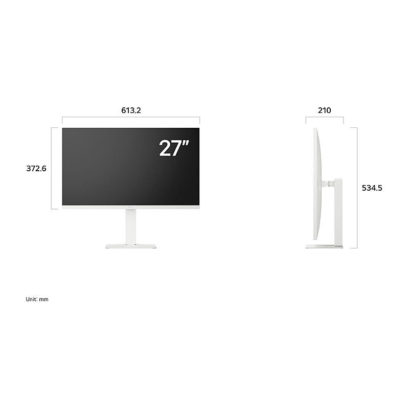 The LG 27U730SA-W 27-inch 4K smart monitor displaying the built-in webOS streaming interface