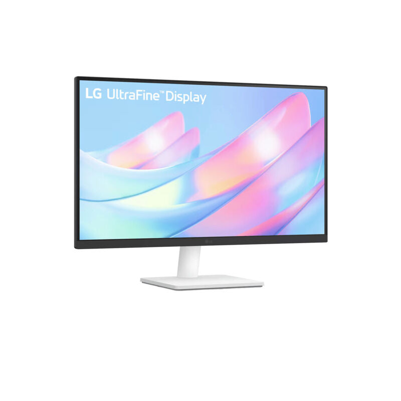 Rear view of the LG 27US500-W 27-inch 4K monitor showing the input ports and stand attachment point
