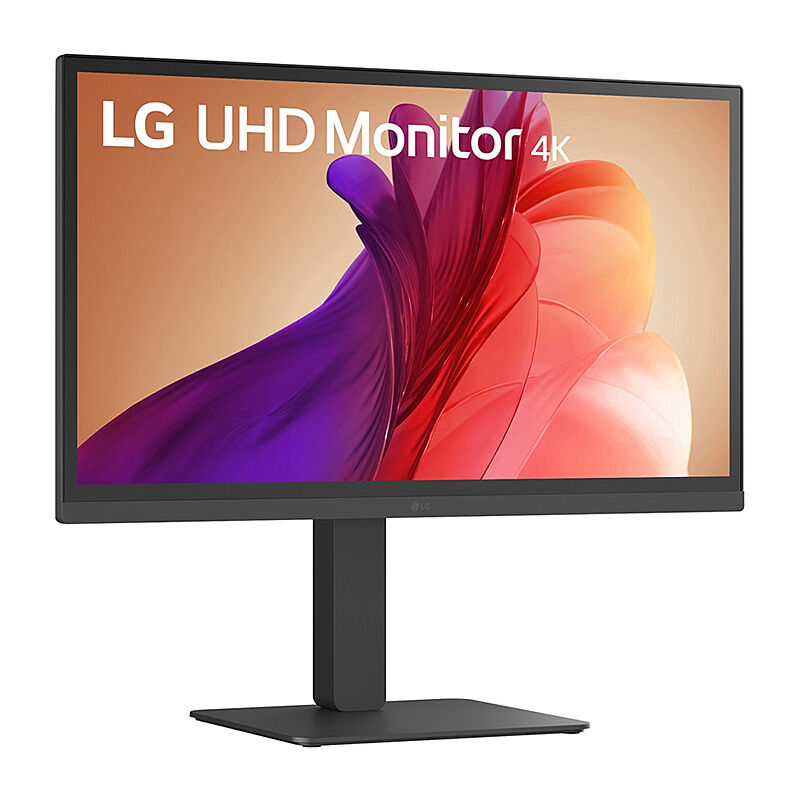 Rear view of the LG 27BA45U-B 27-inch monitor showing the USB-C and video connectivity and stand mount