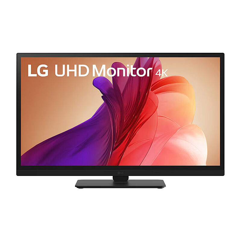 Side profile of the LG 27BA45U-B 27-inch 4K monitor showing the tilt and height adjustable stand