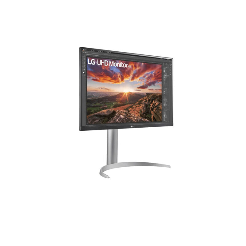 Rear view of the LG 27UP850K-W 27-inch 4K monitor showing the USB-C, HDMI and DisplayPort connectivity