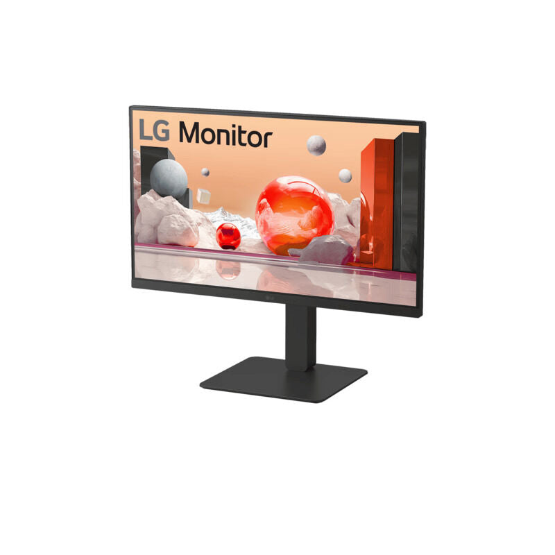 Rear view of the LG 27BA650-B 27-inch monitor showing the USB-C and video connectivity and stand mount