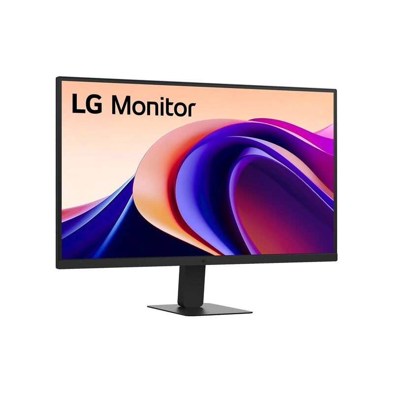 Rear view of the LG 27U631A-B 27-inch monitor showing the USB-C and video connectivity and stand mount