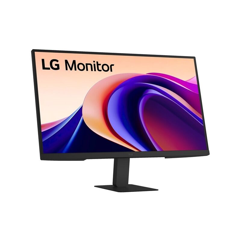 Side profile of the LG 27U631A-B 27-inch QHD monitor showing the stand and slim panel depth