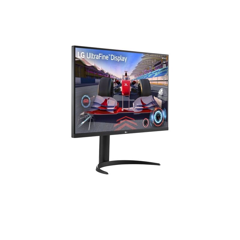 Rear view of the LG 32UR550K-B 31.5-inch monitor showing the input ports and stand attachment