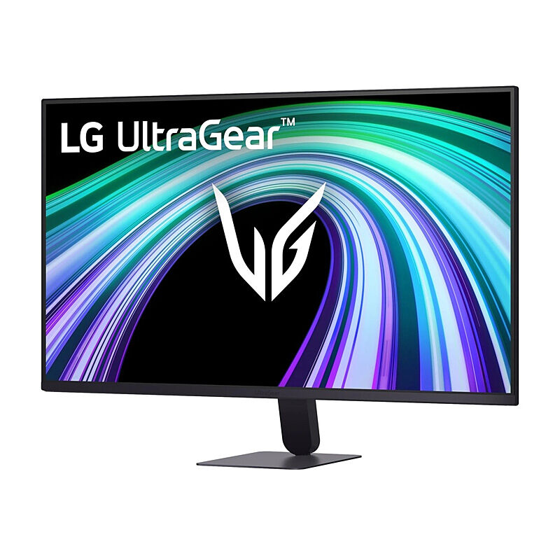 Angled view of the LG 32G403B-B 31.5-inch gaming monitor highlighting the slim profile and stand