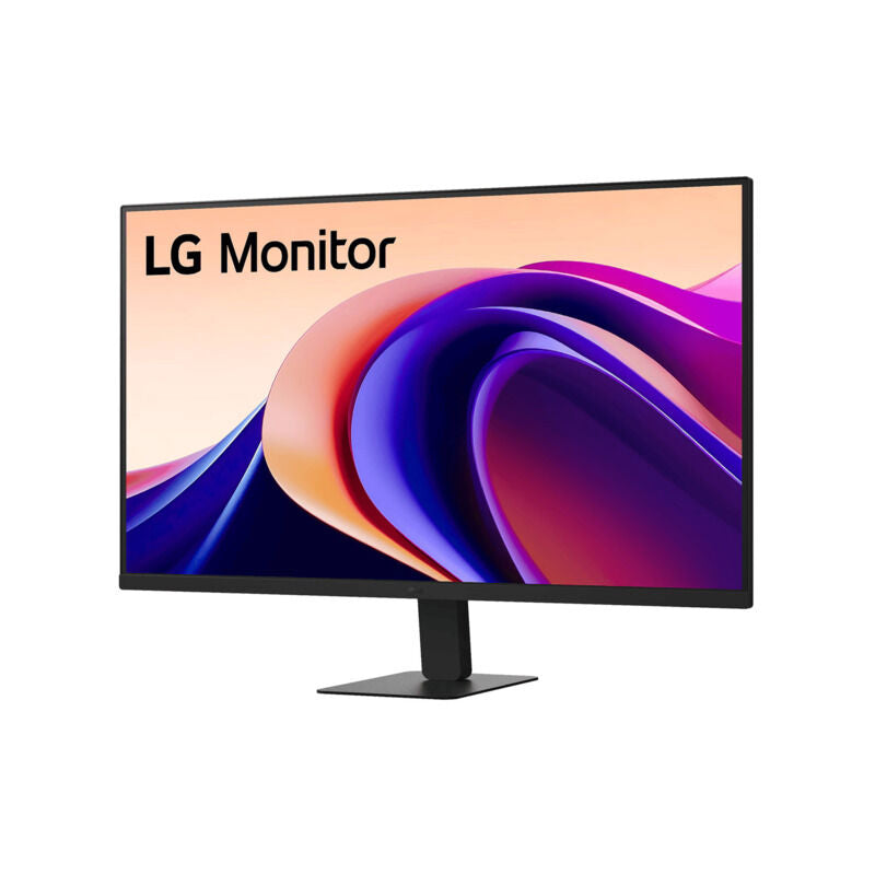 Angled view of the LG 32U631A-B 32-inch QHD monitor highlighting the slim bezels and stand