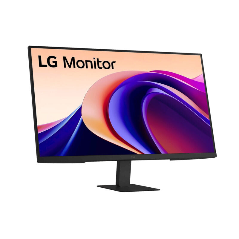 Side profile of the LG 32U631A-B 32-inch QHD monitor showing the stand and slim panel depth