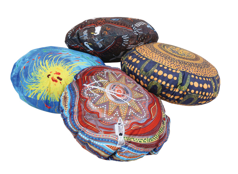 Aboriginal Round Cushions 60cm Set of 4 Velvet Removable Covers-1