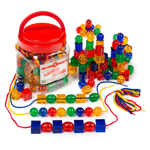 Learning Can Be Fun Lacing Beads Translucent Jar of 96