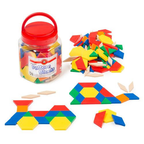 Learning Can Be Fun Solid Plastic Pattern Blocks Jar of 126