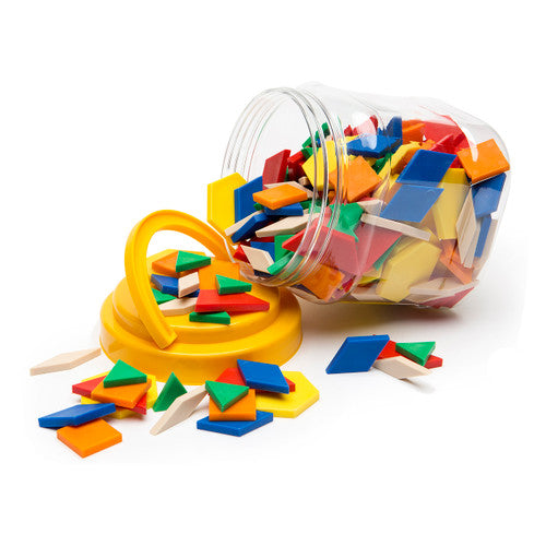 Learning Can Be Fun Solid Plastic Pattern Blocks Jar of 250