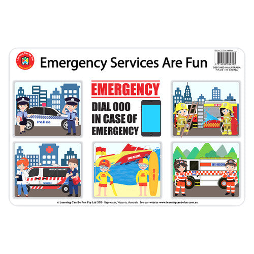 Learning Can Be Fun Emergency Services Are Fun Placemat