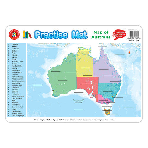 Learning Can Be Fun Practise Mat Map of Australia