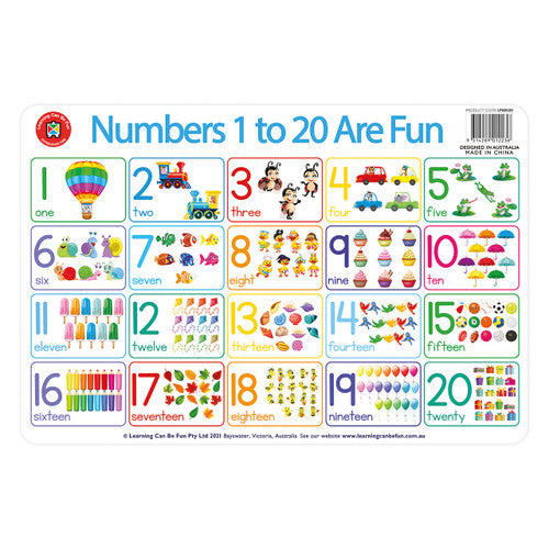 Learning Can Be Fun Numbers 1 to 20 Are Fun Placemat