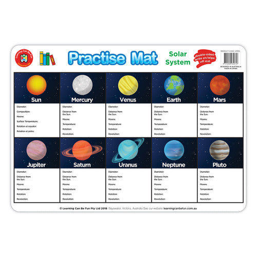 Learning Can Be Fun Practise Mat Solar System