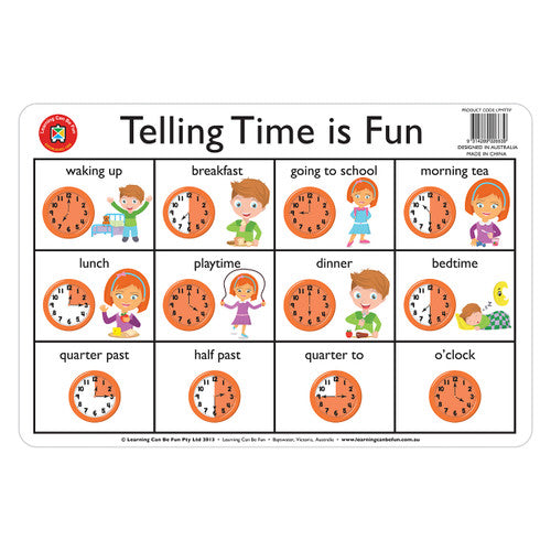 Learning Can Be Fun Telling Time Is Fun Placemat