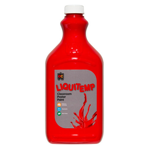 Educational Colours Liquitemp Classroom Poster Paint 2L Brilliant Red