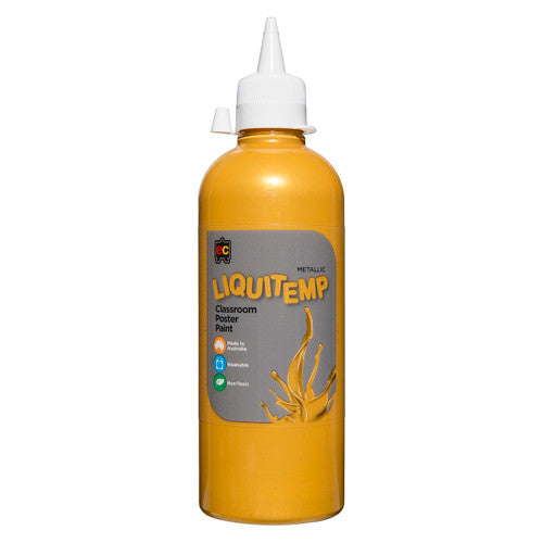 Educational Colours Metallic Liquitemp Classroom Poster Paint 500ml Gold