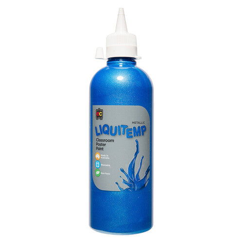 Educational Colours Metallic Liquitemp Classroom Poster Paint 500ml Blue