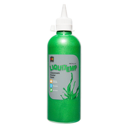 Educational Colours Metallic Liquitemp Classroom Poster Paint 500ml Green