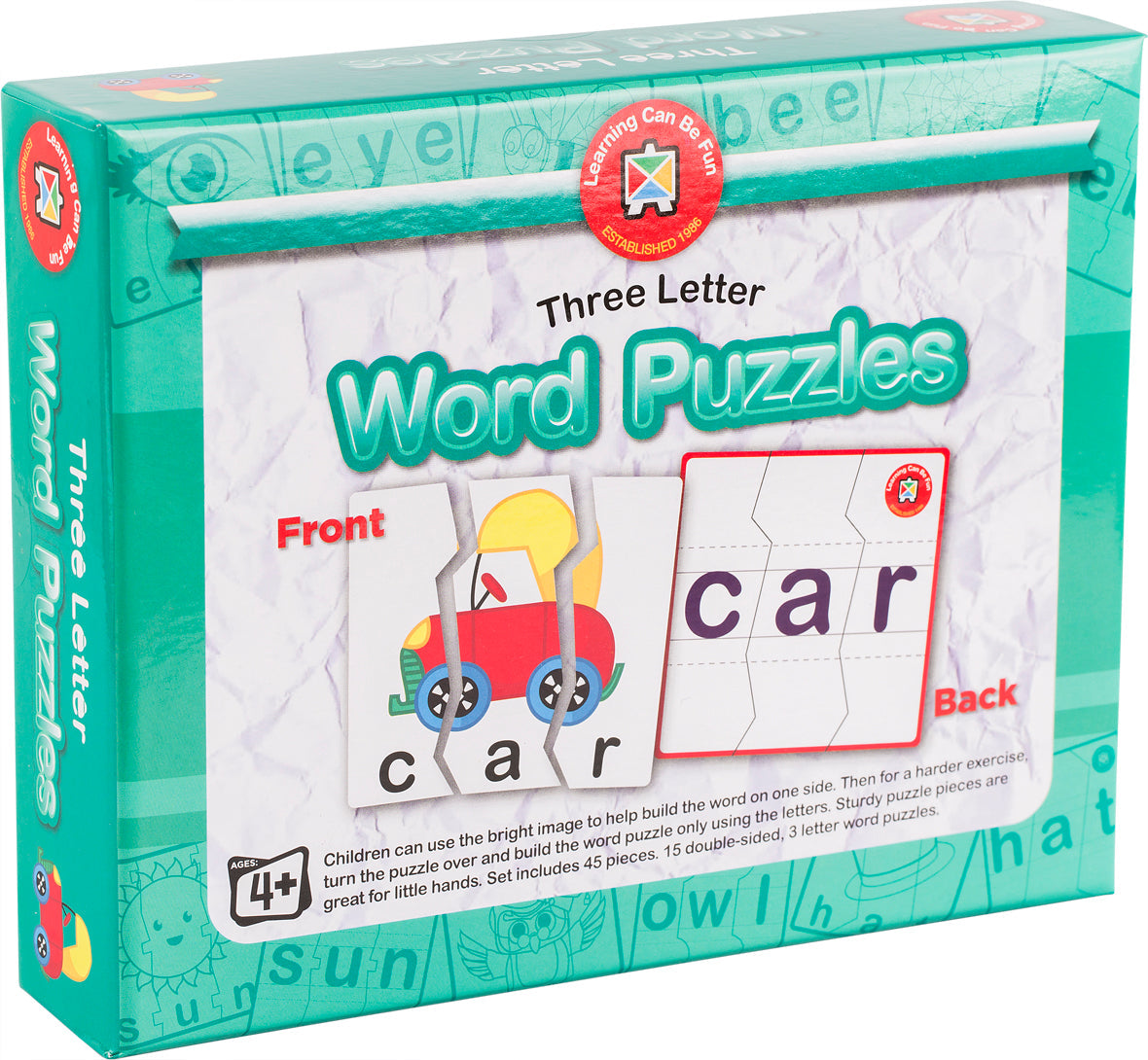 Three Letter Word Puzzles 15 Double Sided Puzzles 45 Pieces 13cm-3