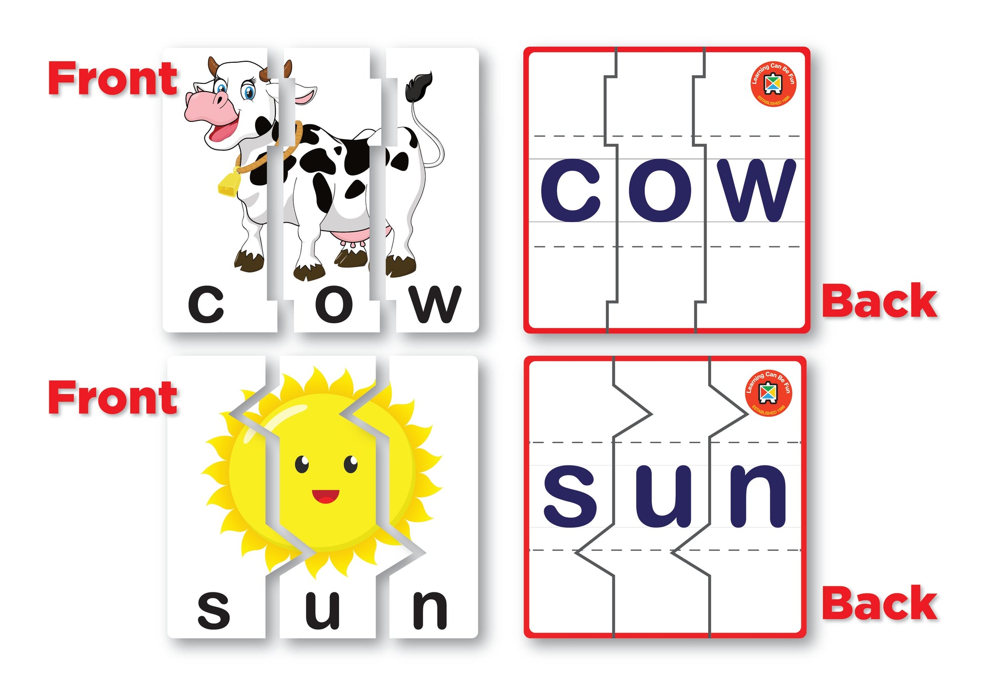 Three Letter Word Puzzles 15 Double Sided Puzzles 45 Pieces 13cm-2