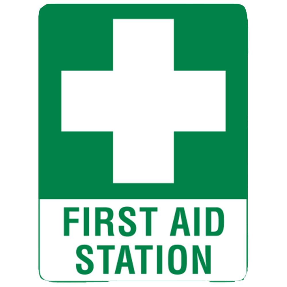 Large Poly First Aid Station Sign 60 x 45cm high-visibility workplace first aid station identification sign