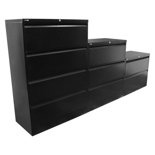 Rapidline Go Heavy Duty Lateral Filing Cabinet Two Drawer Black Satin