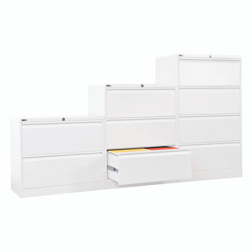 Rapidline Go Heavy Duty Lateral Filing Cabinet Three Drawer White Satin