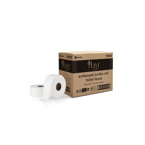 Livi 1100E Essentials Jumbo Roll Toilet Embossed 2 Ply 300m Carton 8 – view 3