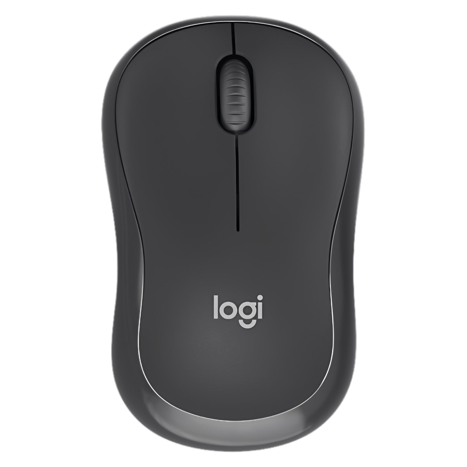 Front studio view of the Logitech MK370 wireless mouse in Graphite against a white background, clearly displaying the compact ergonomic design, scroll wheel and Logitech branding.