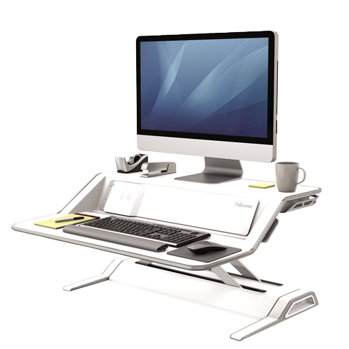 Fellowes White Sit Stand Workstation Lotus DX