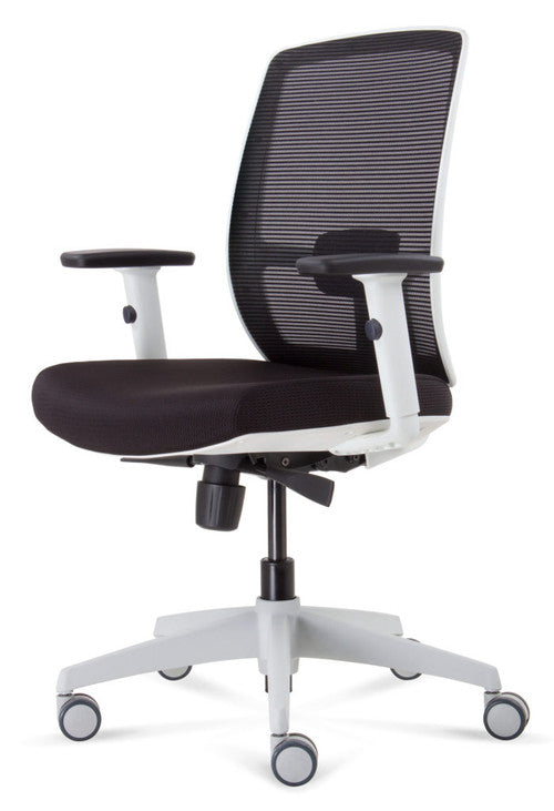 Rapidline Luminous Mesh Back Operator Chair White Frame Black Fabric