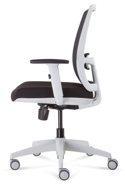 Rapidline Luminous Mesh Back Operator Chair White Frame Black Fabric