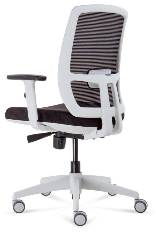 Rapidline Luminous Mesh Back Operator Chair White Frame Black Fabric