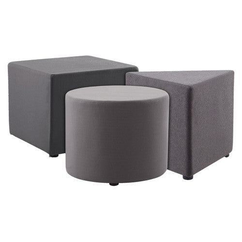 Rapidline Mars Round Ottoman Charcoal Fabric