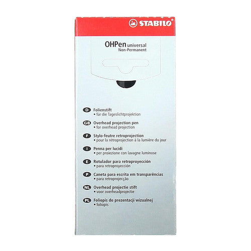 Stabilo OHPen Universal Soluble Overhead Projector Pen Medium 1mm Black Box of 10