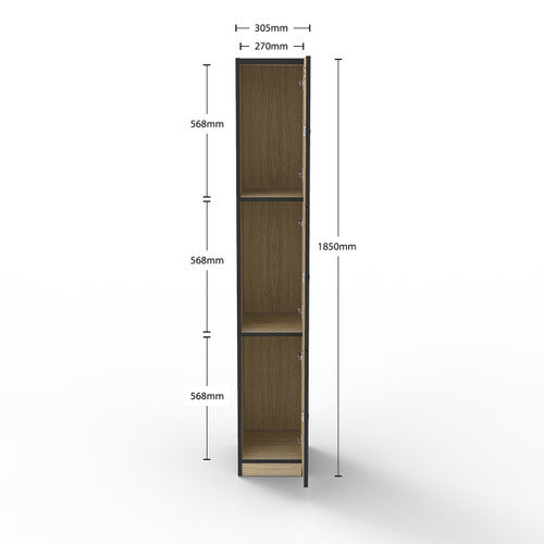 Rapidline Rapid Infinity 3 Door Melamine Locker Natural Oak / Black