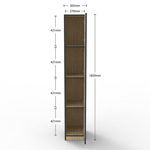 Rapidline Rapid Infinity 4 Door Melamine Locker Natural Oak / Black