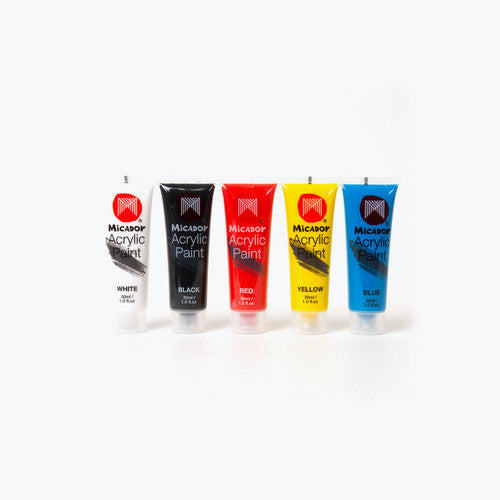 Micador Acrylic Paint 30ml Primary Assorted Pack of 5