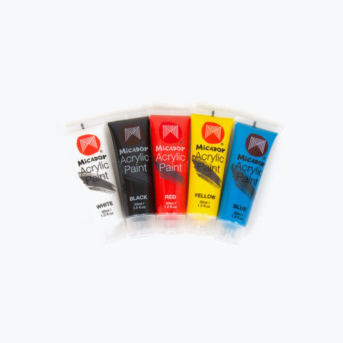 Micador Acrylic Paint 30ml Primary Assorted Pack of 5